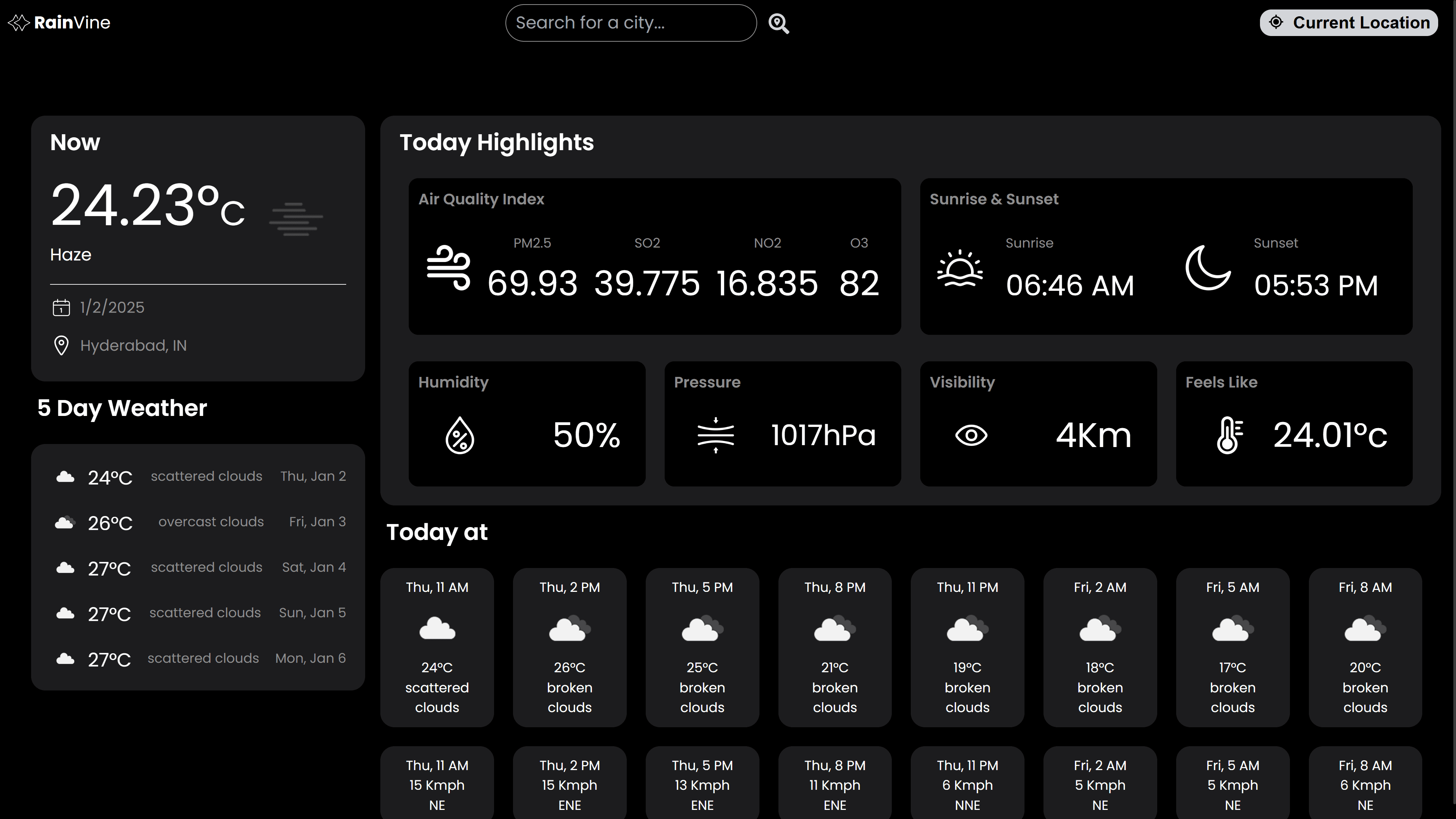 RainVine Weather App